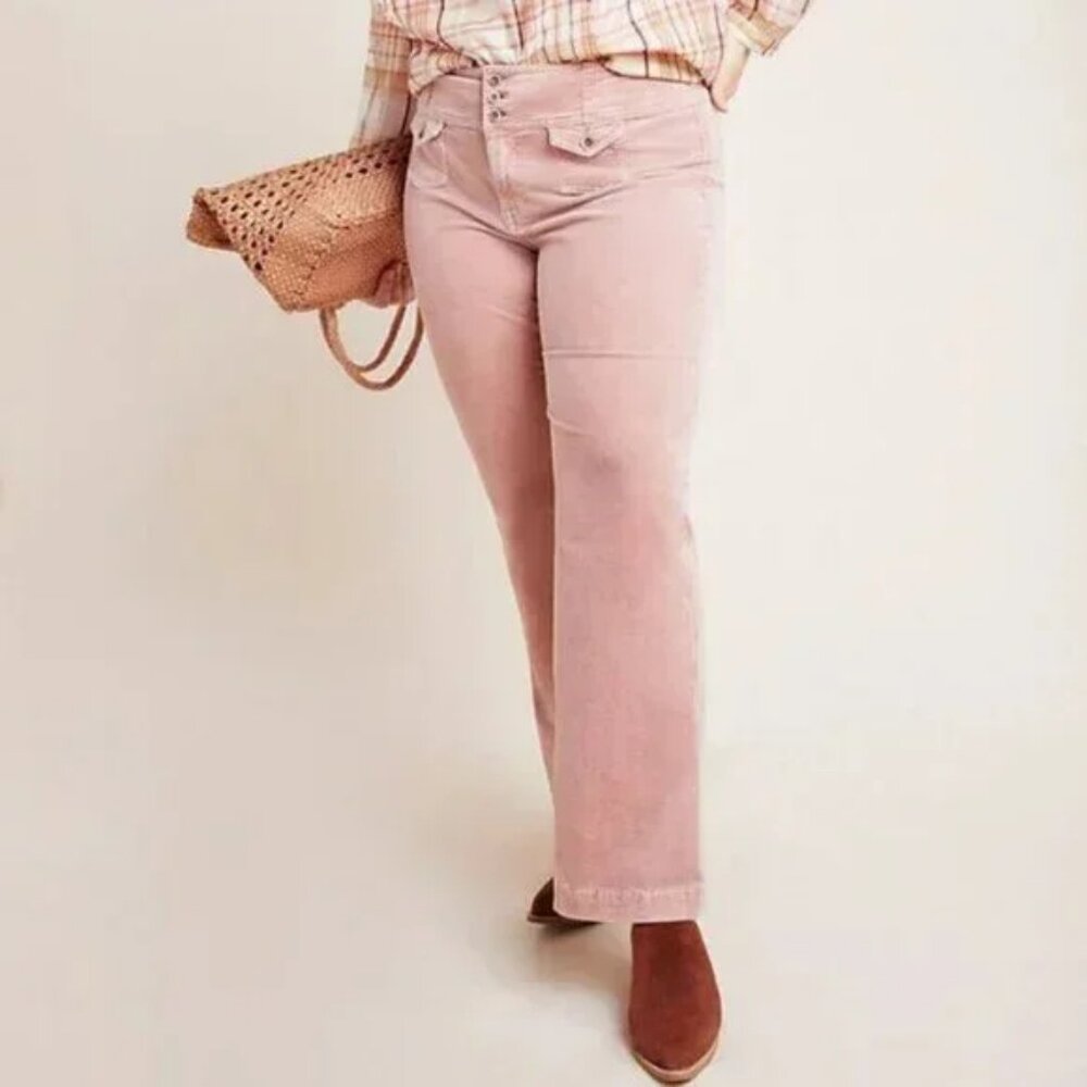 NWT Anthropologie Pilcro Mauve Pink Bootcut Corduroy Cords Dress Pants 22W 2X